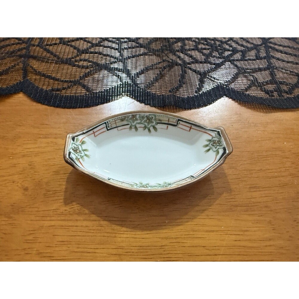 Antique Nippon Hand Painted Open Salt Cellar Blue Rising Sun Mark 1911-1921 4”